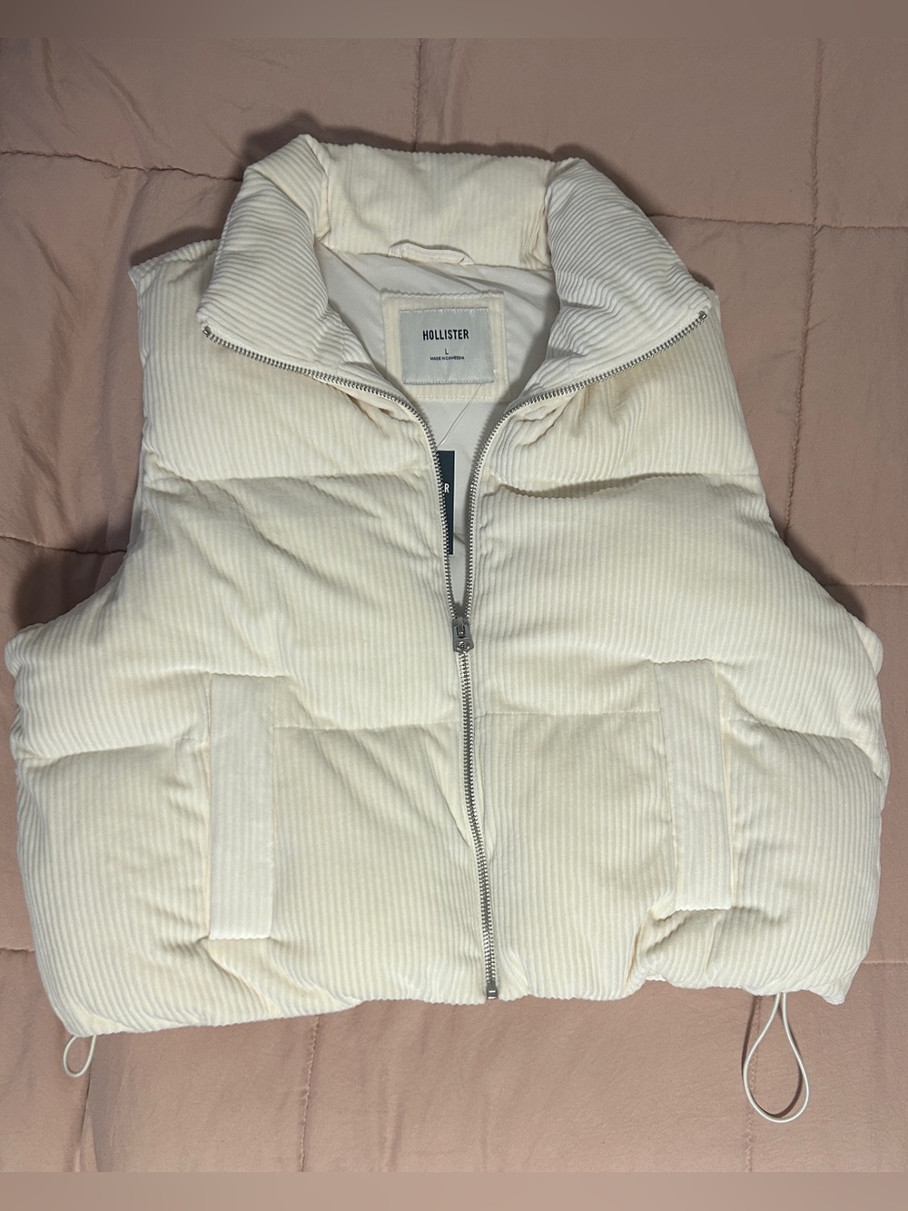 Hollister Cream Corduroy Puffer Vest